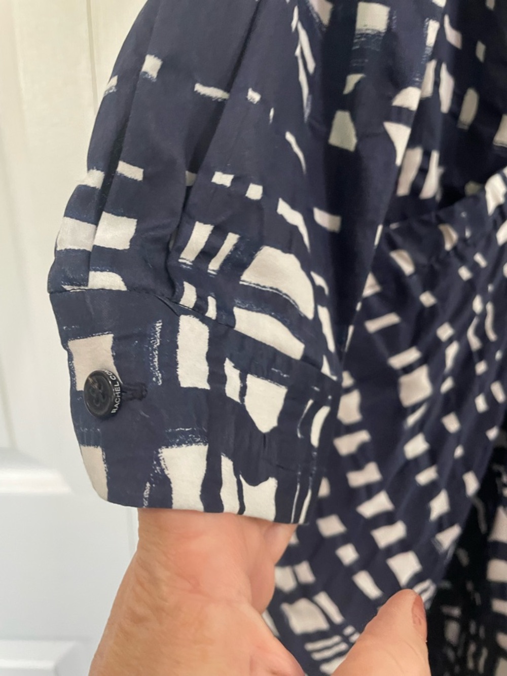 RACHEL COMEY Cotton Navy and White Tranch Dress Women's Size 6 - Picture 5 of 12